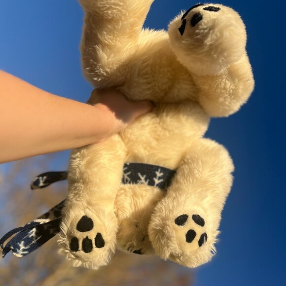 VHTF Vintage Russ Floppy Weighted Cream Polar Bear "Iceberg" with Fleece Scarf - Picture 4 of 5